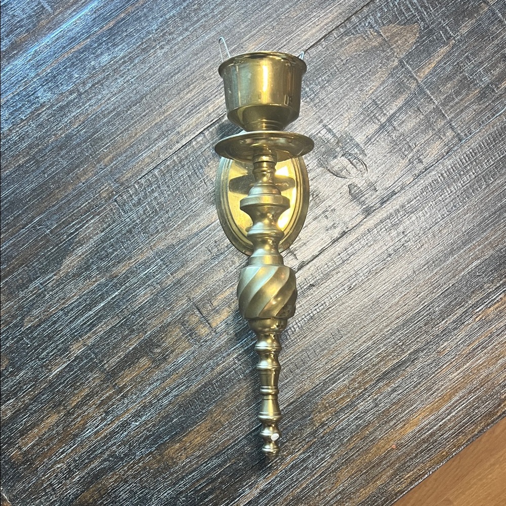 Brass Wall Sconce Candle Holder - Gold Finish
